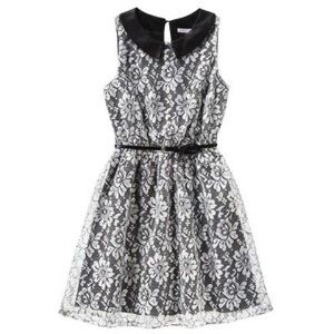 Peter Pan collar White Black lace dress